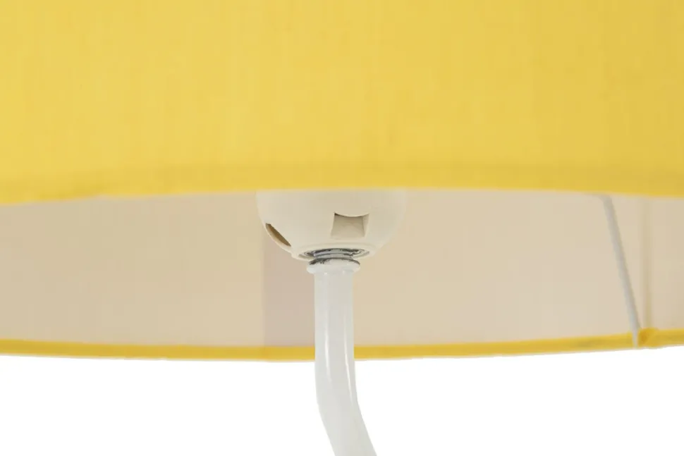 Lampe de table design flamme M.D.F Blanc abat-jour Tissu Jaune / Orange