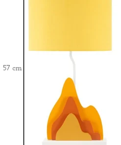 Lampe de table design flamme M.D.F Blanc abat-jour Tissu Jaune / Orange
