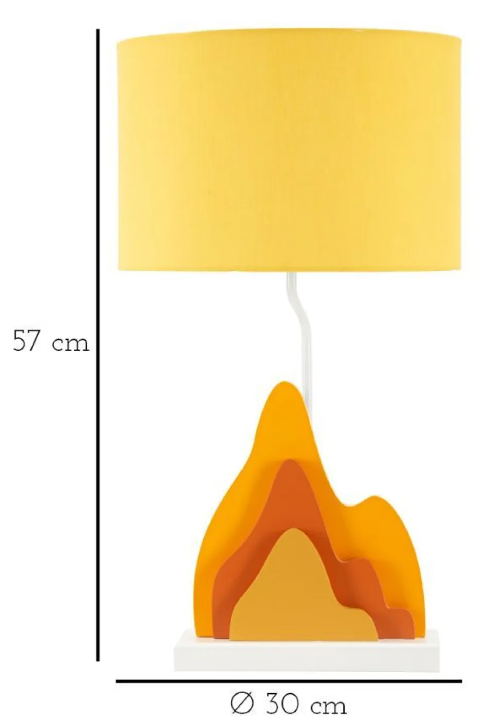 Lampe de table design flamme M.D.F Blanc abat-jour Tissu Jaune / Orange