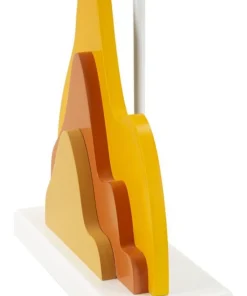 Lampe de table design flamme M.D.F Blanc abat-jour Tissu Jaune / Orange