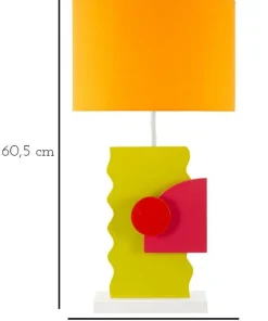 Lampe de table en M.D.F multicolore et abat-jour tissu Orange