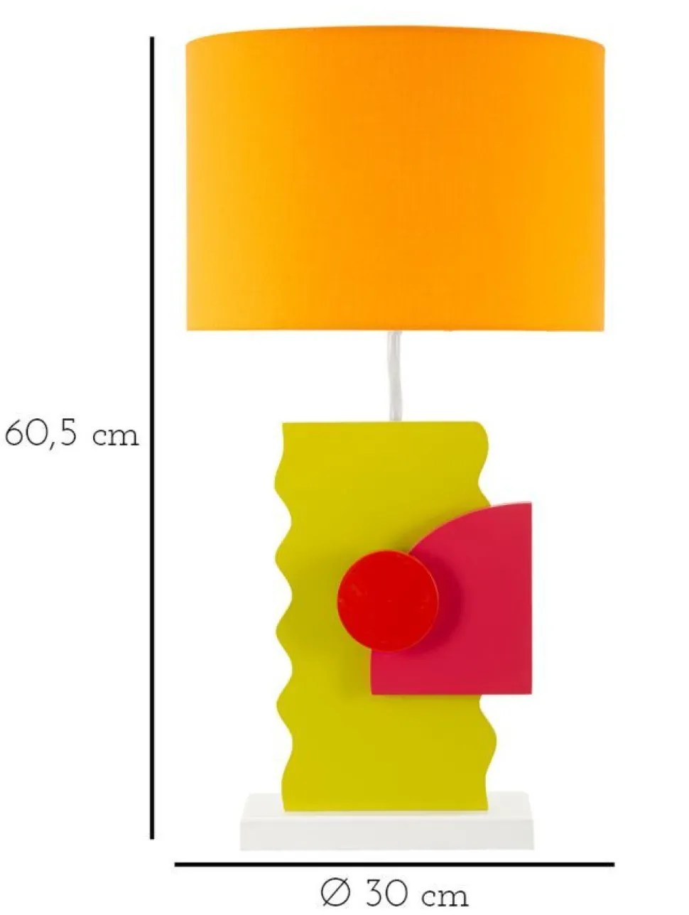 Lampe de table en M.D.F multicolore et abat-jour tissu Orange