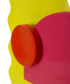 Lampe de table en M.D.F multicolore et abat-jour tissu Orange