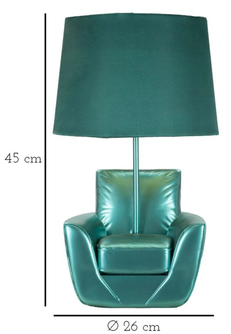 Lampe de table en polyrésine turquoise abat-jour tissu turquoise