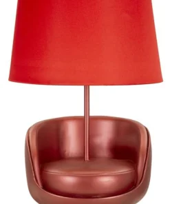 Lampe de table en résine rouge abat-jour tissu rouge