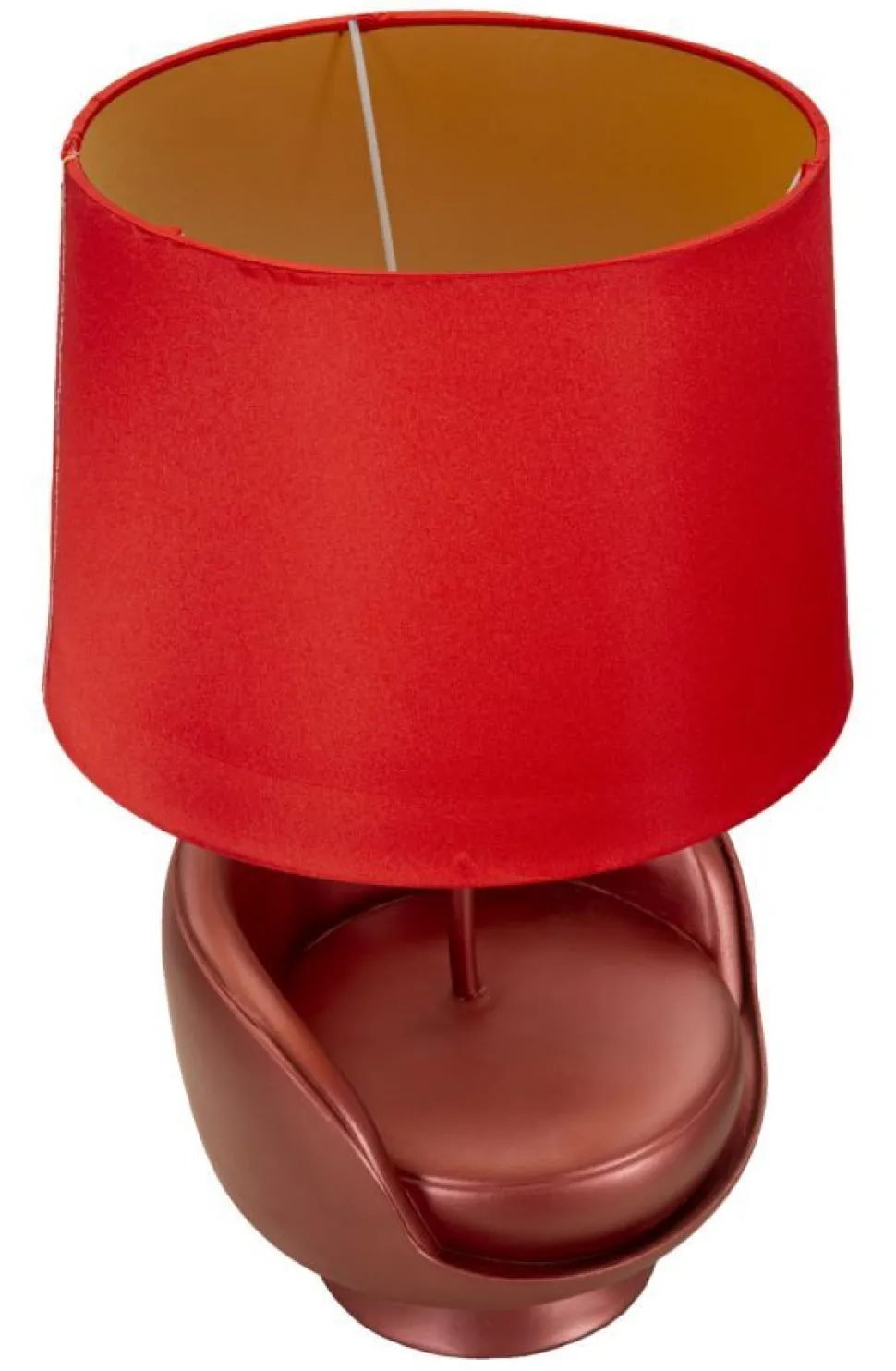 Lampe de table en résine rouge abat-jour tissu rouge