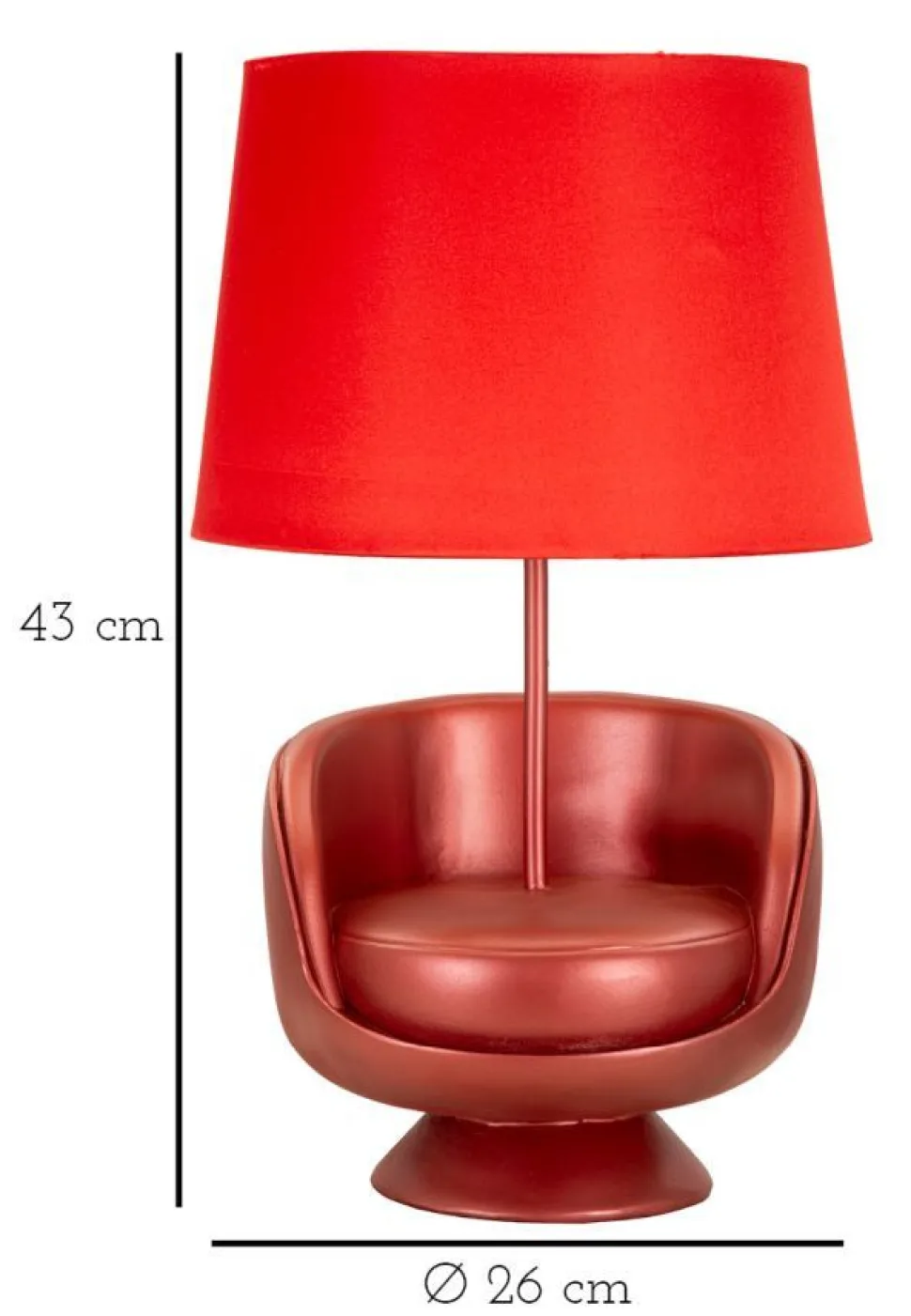 Lampe de table en résine rouge abat-jour tissu rouge