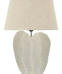 Lampe de table Ester Résine Ivoire Abat-jour Tissu Brut