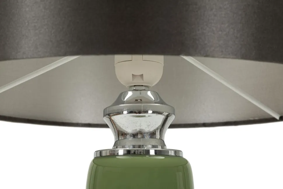 Lampe de table Eva Verre Vert abat-jour Velours Noir