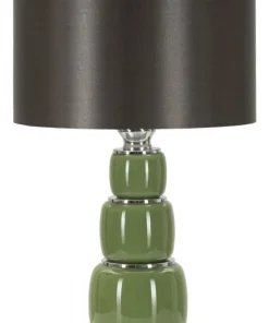 Lampe de table Eva Verre Vert abat-jour Velours Noir