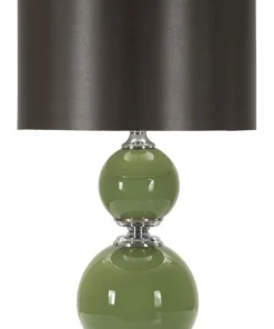 Lampe de table Eva Verre Vert abat-jour Velours Noir