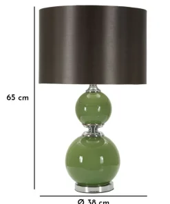 Lampe de table Eva Verre Vert abat-jour Velours Noir