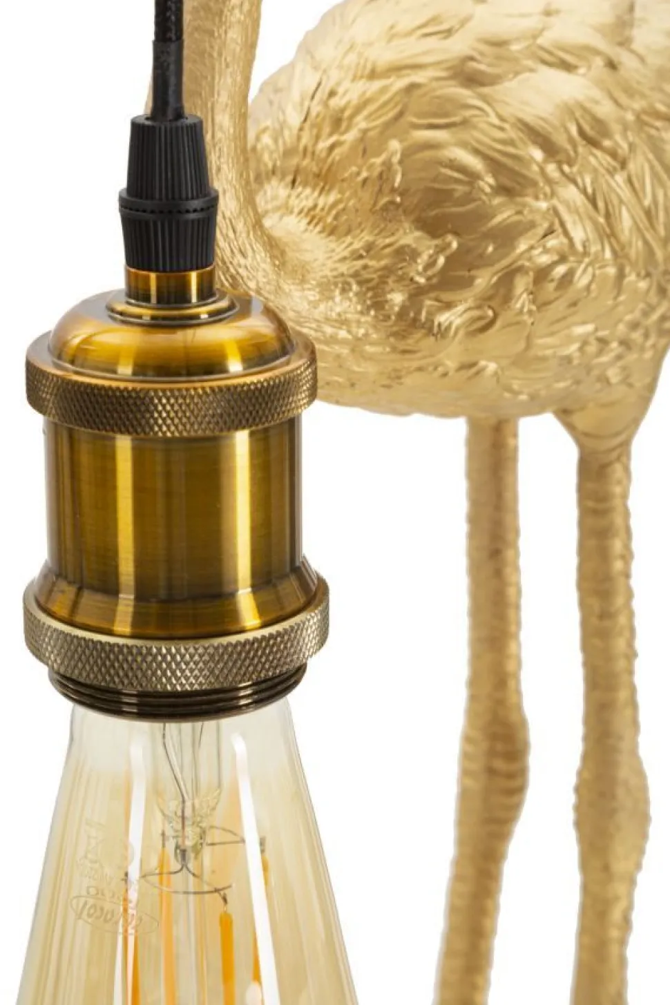 Lampe de table Flamant Rose résine dorée