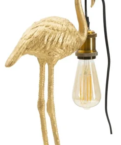 Lampe de table Flamant Rose résine dorée