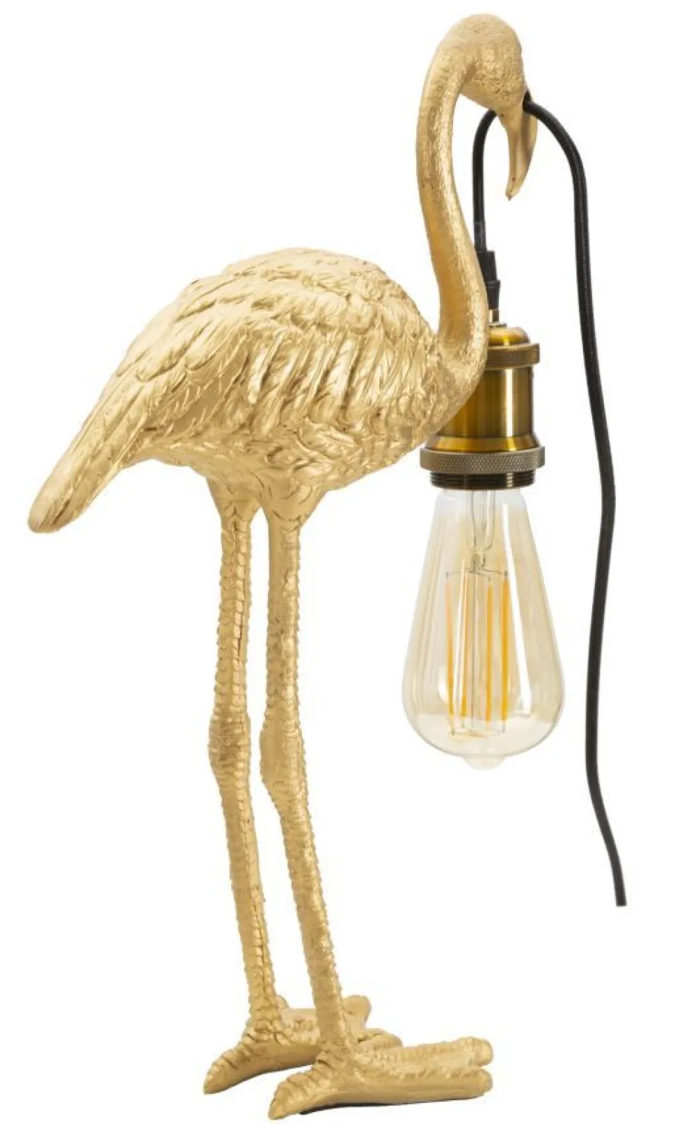 Lampe de table Flamant Rose résine dorée