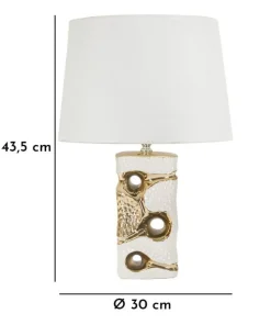 Lampe de table Florida Céramique Blanche accents Dorés abat-jour Tissu Blanc