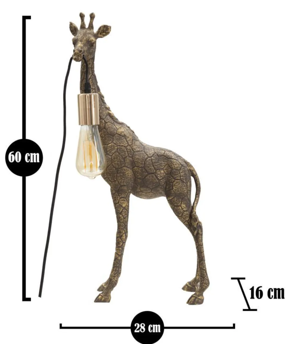 Lampe de table Girafe résine dorée