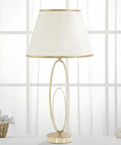 Lampe de table Glam Abat-jour Polyester Crème Piètement Fer Doré