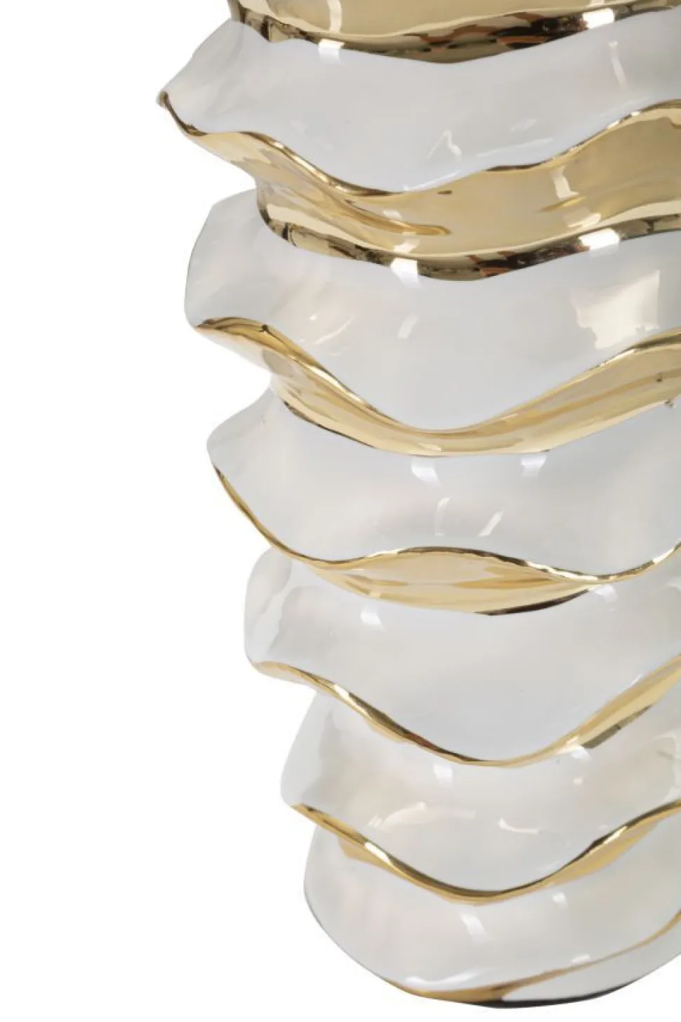 Lampe de table Glam Space Céramique Blanche et Dorée abat-jour Tissu Blanc