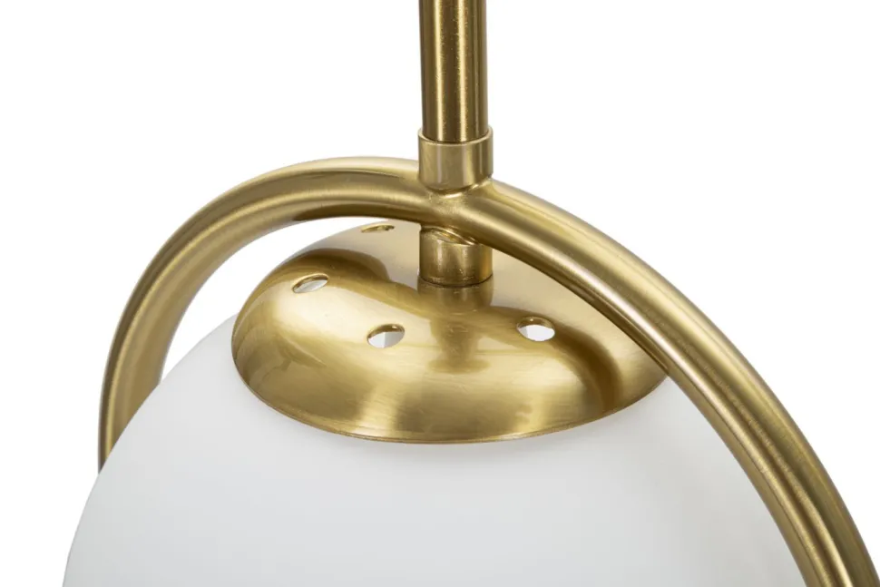 Lampe de table Glamy Métal Doré Abat-jour Verre Blanc