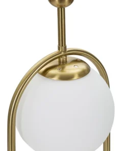 Lampe de table Glamy Métal Doré Abat-jour Verre Blanc