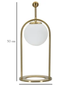 Lampe de table Glamy Métal Doré Abat-jour Verre Blanc