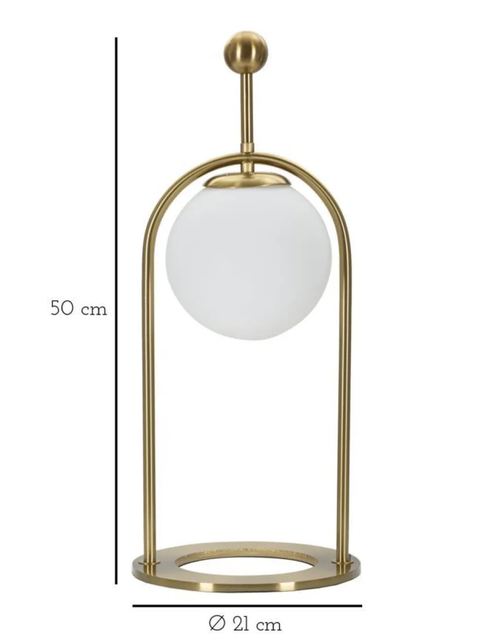 Lampe de table Glamy Métal Doré Abat-jour Verre Blanc