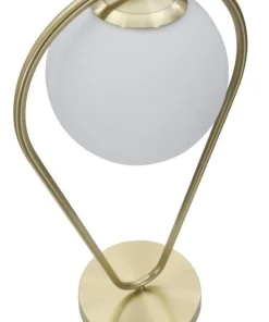 Lampe de table Glamy métal doré et verre blanc