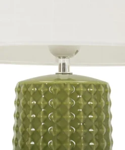 Lampe de table Gliss Céramique Vert Olive abat-jour clair