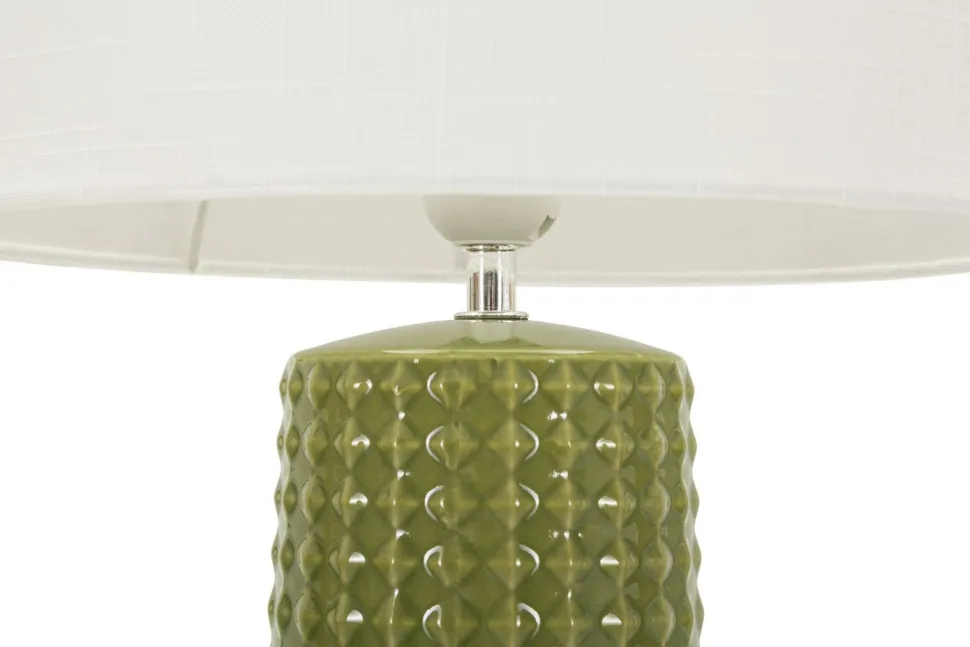 Lampe de table Gliss Céramique Vert Olive abat-jour clair