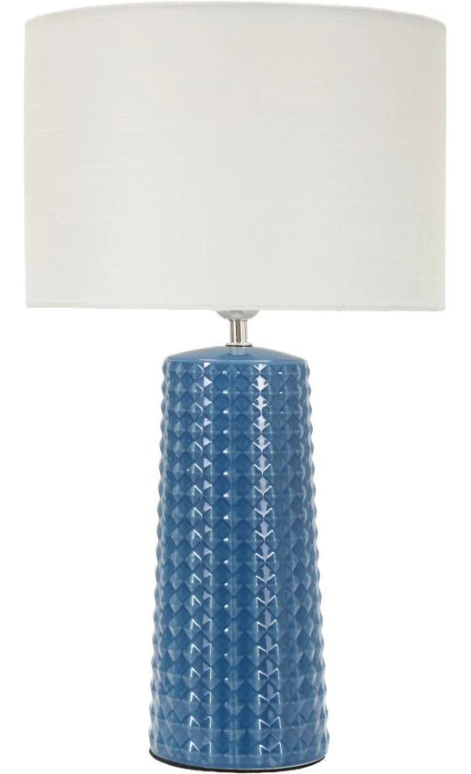 Lampe de table Gliss céramique bleue abat-jour tissu blanc