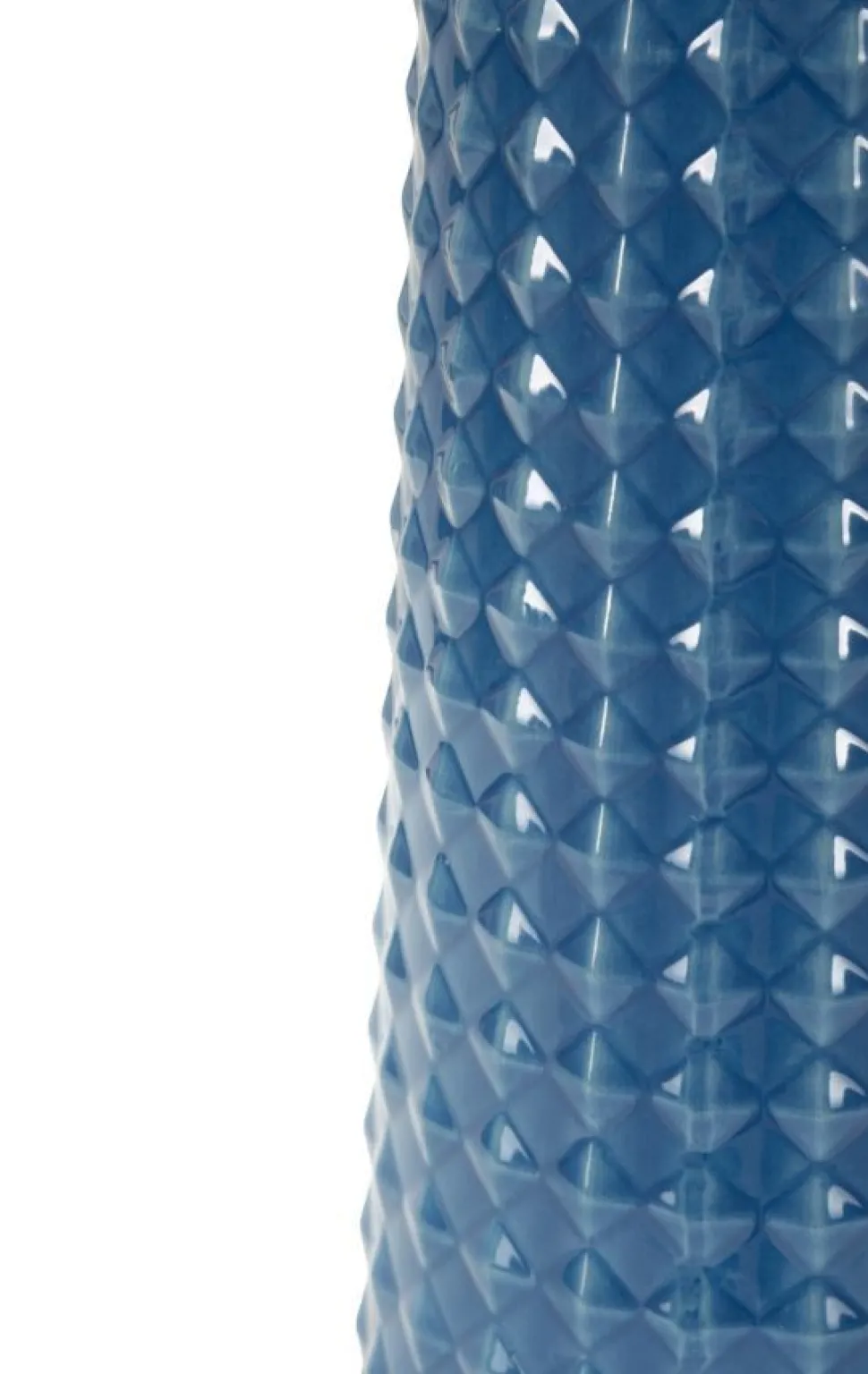 Lampe de table Gliss céramique bleue abat-jour tissu blanc