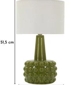 Lampe de table Gress céramique verte abat-jour neutre