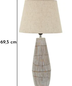 Lampe de table Hanoï Résine et Abat-jour en Lin Naturel
