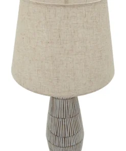 Lampe de table Hanoï Résine et Abat-jour en Lin Naturel