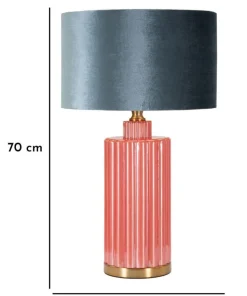 Lampe de table Hélène Verre Rouge abat-jour Velours Bleu