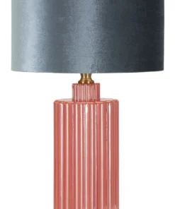 Lampe de table Hélène Verre Rouge abat-jour Velours Bleu