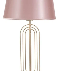 Lampe de table Krista Métal Doré abat-jour Tissu Rose