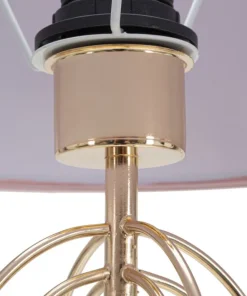 Lampe de table Krista Métal Doré abat-jour Tissu Rose