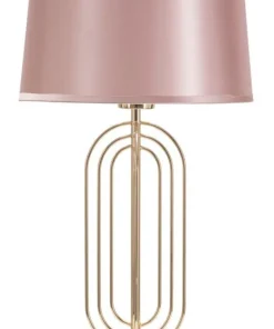 Lampe de table Krista Métal Doré abat-jour Tissu Rose