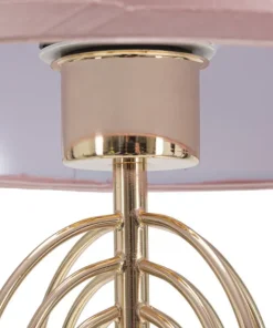 Lampe de table Krista Métal Doré abat-jour Tissu Rose