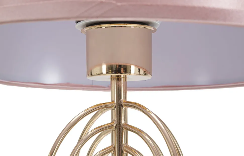 Lampe de table Krista Métal Doré abat-jour Tissu Rose