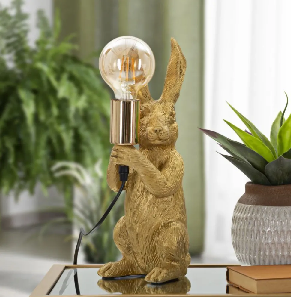 Lampe de table lapin doré