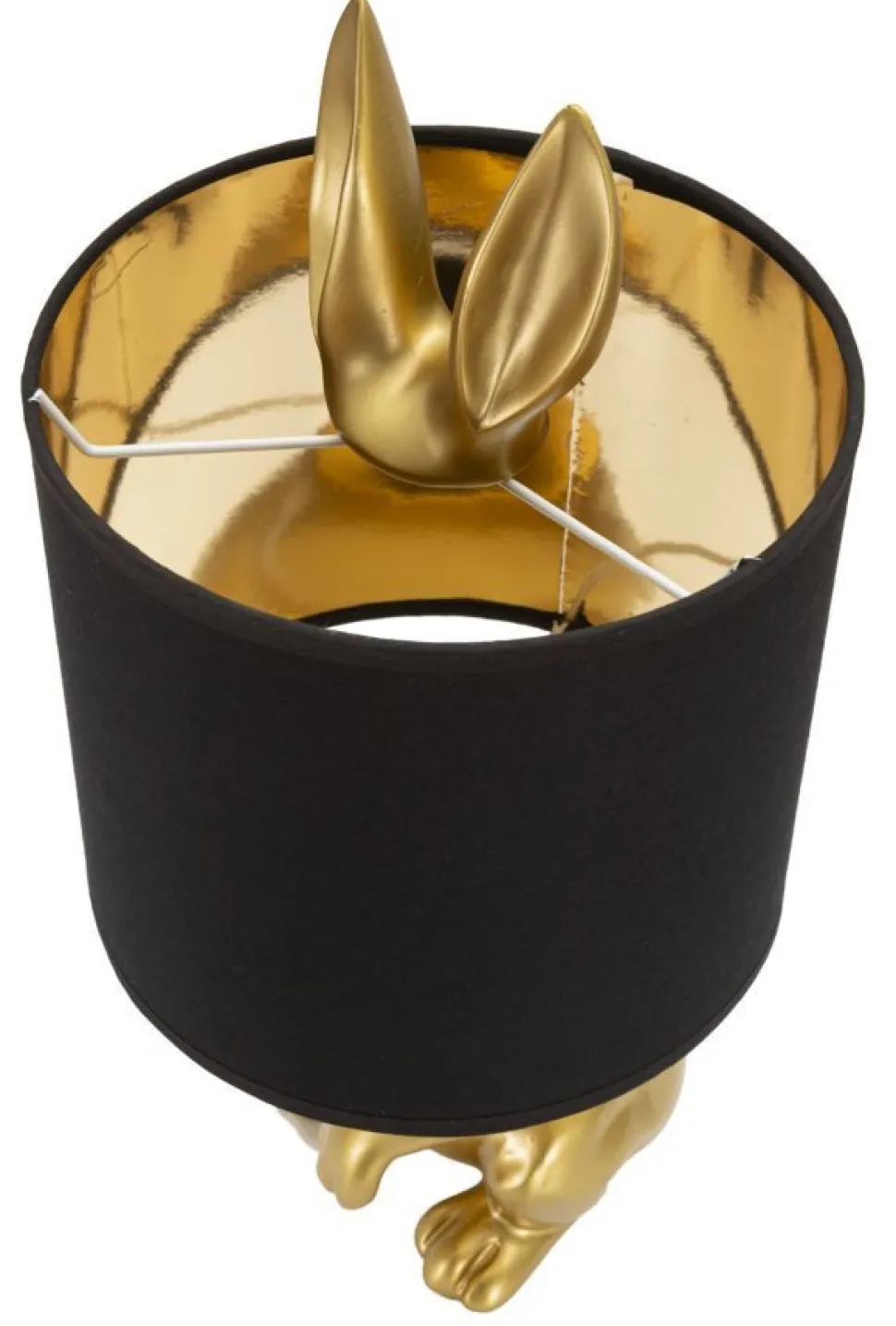 Lampe de table Lapin doré abat-jour tissu Noir