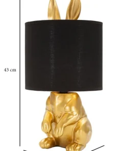 Lampe de table Lapin doré abat-jour tissu Noir