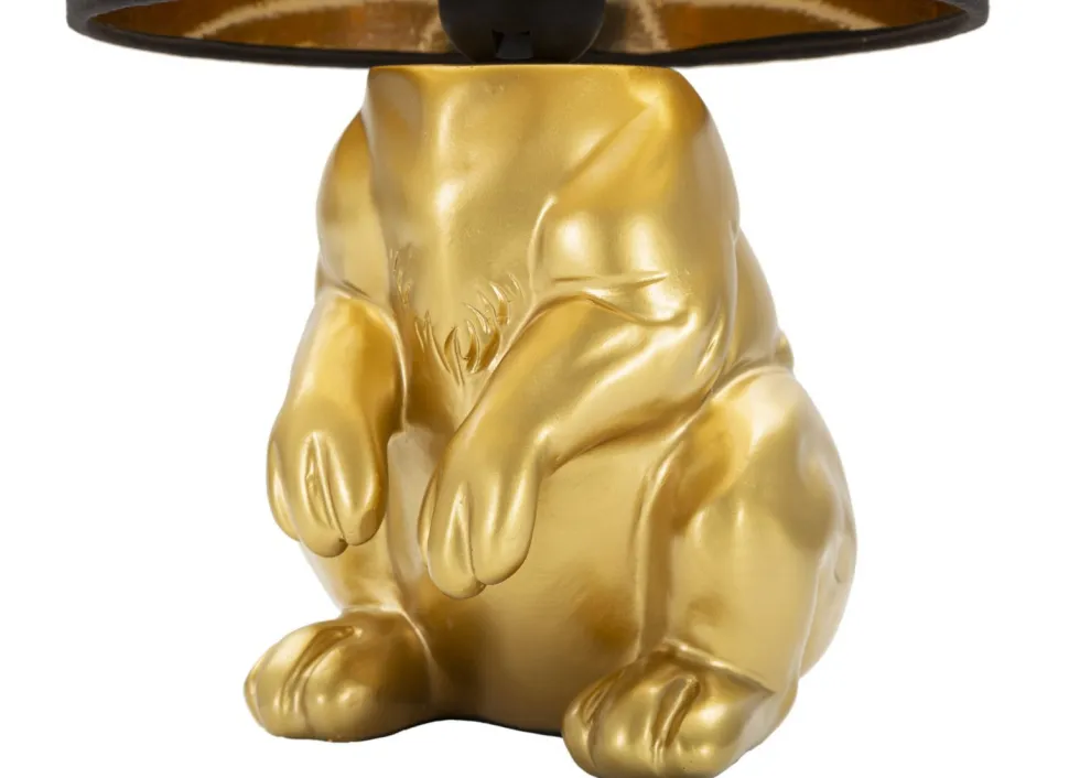 Lampe de table Lapin doré abat-jour tissu Noir