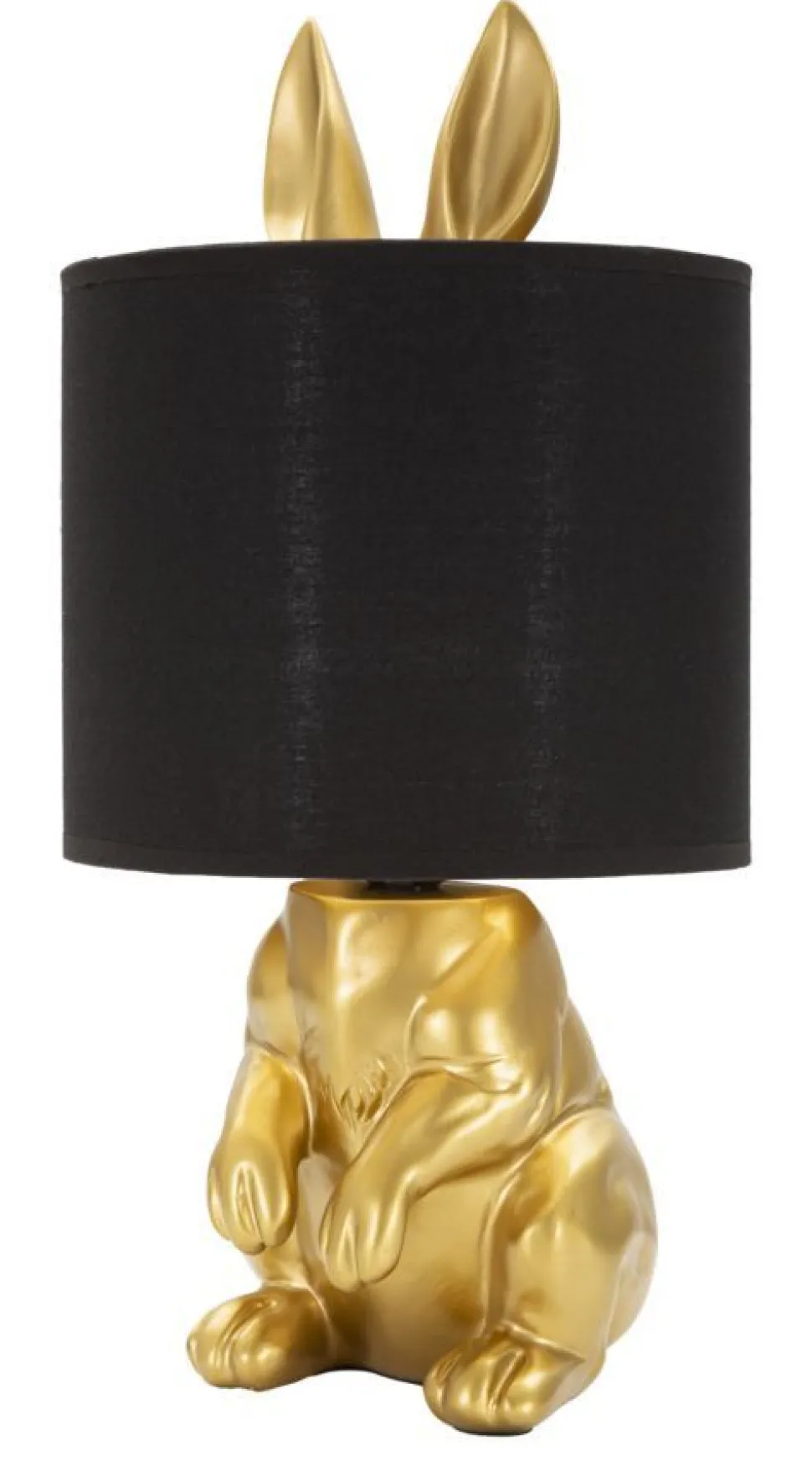 Lampe de table Lapin doré abat-jour tissu Noir