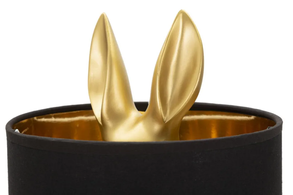 Lampe de table Lapin doré abat-jour tissu Noir