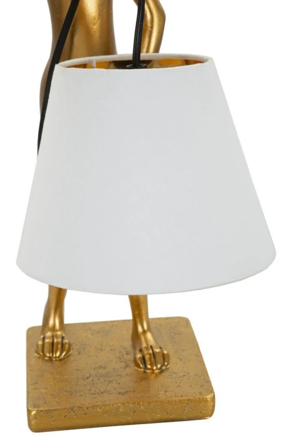 Lampe de table Lapin Polyrésine Dorée abat-jour Tissu Blanc