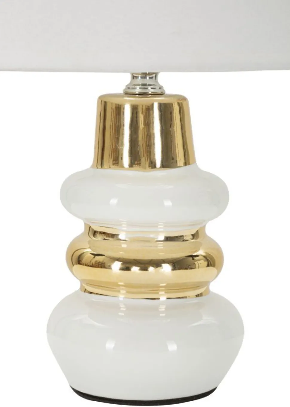 Lampe de table Liara Céramique Blanche et Dorée abat-jour en Tissu Blanc